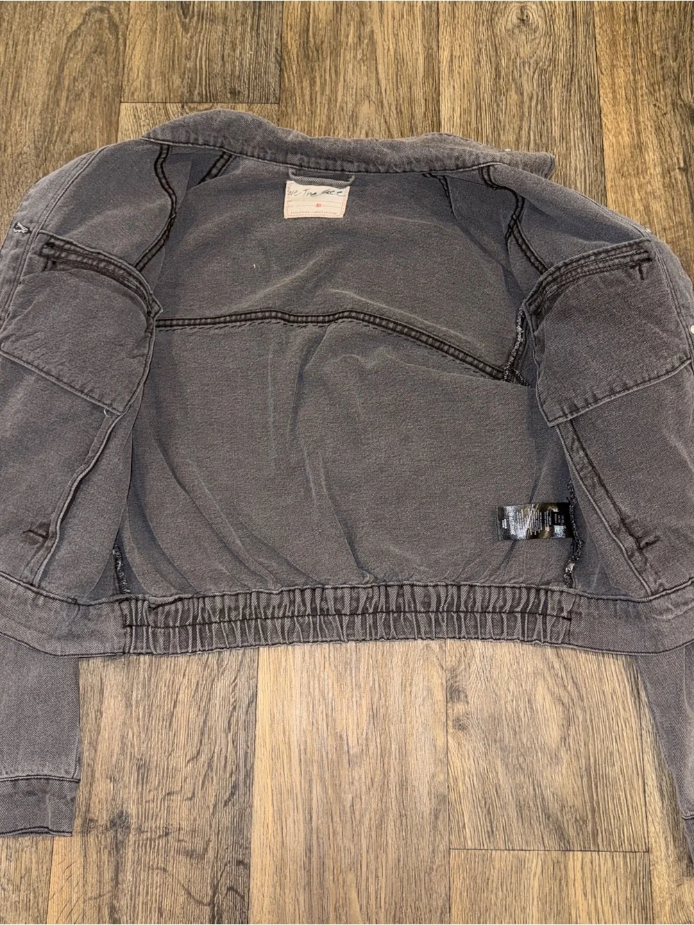 Free People Black Comet Denim Bomber Jacket - Picture 6 of 11
